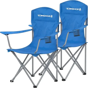 Set 2 scaune pliabile pentru camping, Songmics, 76x51.5x95.5 cm, max 150 kg, tesatura Oxford/otel, albastru imagine