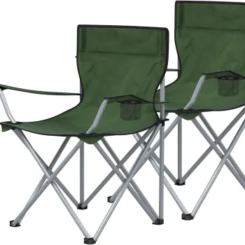 Set 2 scaune pliabile pentru camping, Songmics, 84x52x81 cm, max 120 kg, tesatura Oxford 600D/otel, verde imagine