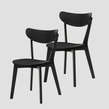 Set 2 scaune Vieri, Homla, 54x46.5x75.5 cm, lemn de cauciuc, negru imagine