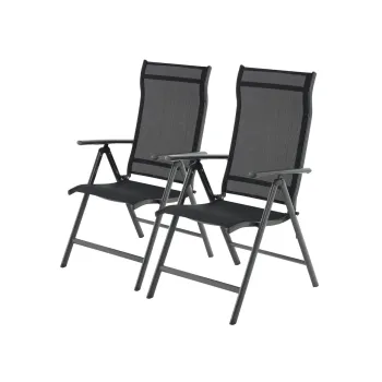 Set 2 sezlonguri pentru gradina/terasa, Songmics, 56x70x106 cm, max 150 kg, aluminiu/tesatura sintetica, negru imagine