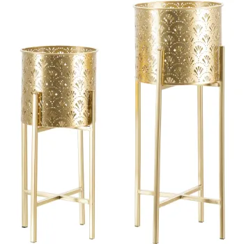 Set 2 suportui pentru ghivece Golvy, Mauro Ferretti, O 21x52 cm, fier, auriu imagine