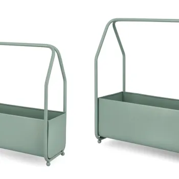 Set 2 suporturi pentru ghivece / jardiniere Keyra, Bizzotto, 52 x 22.5 x 52 cm, otel, potrivite pentru exterior, verde sage imagine