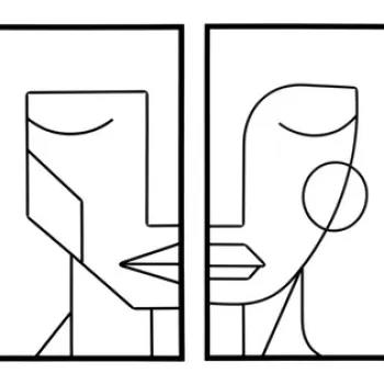 Set 2 tablouri 3D Tribal Simply, 60x80 cm, fier, negru imagine