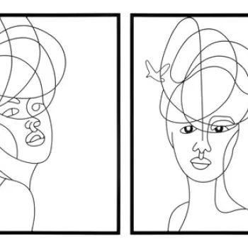 Set 2 tablouri 3D Woman Simply, 60x80 cm, fier, negru imagine