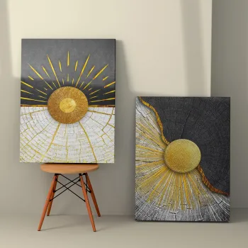 Set 2 tablouri decorative, 2KNV4291, Lemn, Multicolor imagine