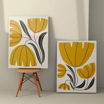 Set 2 tablouri decorative, 2KNV4317, Lemn, Multicolor imagine