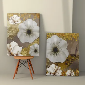 Set 2 tablouri decorative, 2KNV4324, Lemn, Multicolor imagine