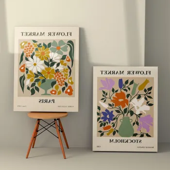 Set 2 tablouri decorative, 2KNV4333, Lemn, Multicolor imagine