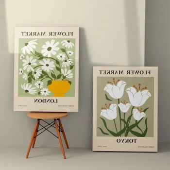 Set 2 tablouri decorative, 2KNV4334, Lemn, Multicolor imagine