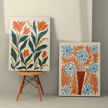 Set 2 tablouri decorative, 2KNV4375, Lemn, Multicolor imagine