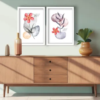 Set 2 tablouri decorative, 2p3752softct-009, Lemn, Multicolor imagine