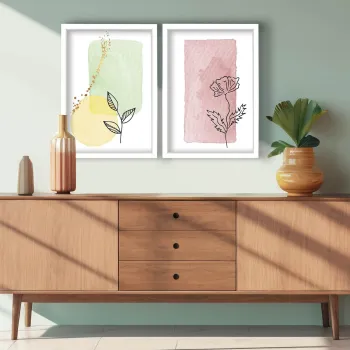 Set 2 tablouri decorative, 2p3752softct-012, Lemn, Multicolor imagine