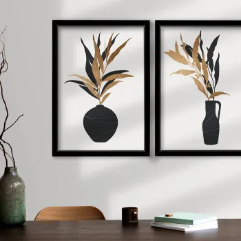 Set 2 tablouri decorative, 2P3853NISCT-012, Lemn, Maro / Alb / Negru imagine