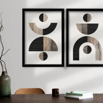 Set 2 tablouri decorative, 2P3853NISCT-014, Lemn, Maro / Nurca / Alb / Negru imagine