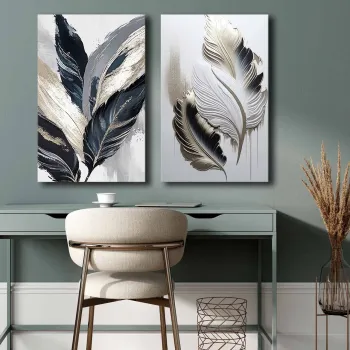 Set 2 tablouri decorative, 2P4570GSC-016, Lemn, Multicolor imagine