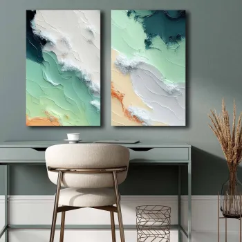 Set 2 tablouri decorative, 2P4570GSC-017, Lemn, Multicolor imagine