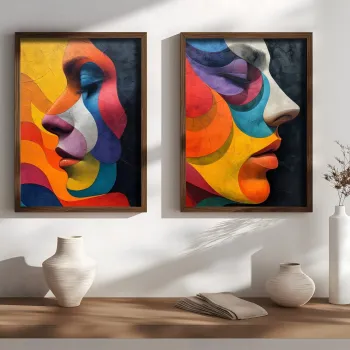 Set 2 tablouri decorative, AI134, Cadru: 100% MOLID, Multicolor imagine