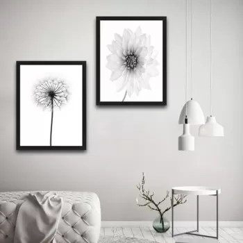 Set 2 tablouri decorative, All White Flower Set, PAL, Hartie, Multicolor imagine