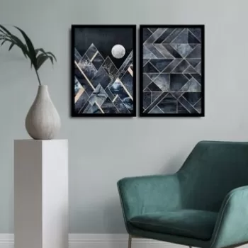 Set 2 tablouri decorative, Alpha Wall, Abstract Moon, 36x51 cm imagine