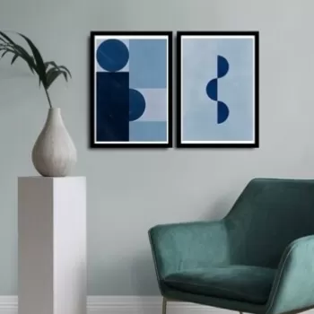 Set 2 tablouri decorative, Alpha Wall, Blue Abstract, 36x51 cm imagine