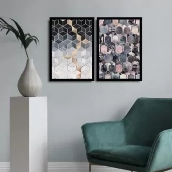 Set 2 tablouri decorative, Alpha Wall, Cubic, 36x51 cm imagine
