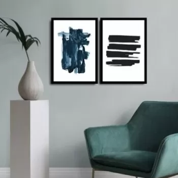 Set 2 tablouri decorative, Alpha Wall, Dark Abstract, 36x51 cm imagine