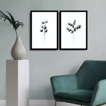 Set 2 tablouri decorative, Alpha Wall, Grey Twigs, 36x51 cm imagine