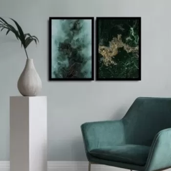 Set 2 tablouri decorative, Alpha Wall, Water Shapes, 36x51 cm imagine