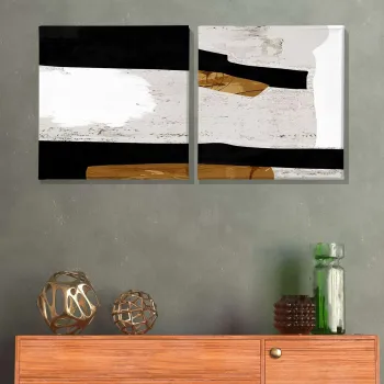 Set 2 tablouri decorative, ASR_CNV2-2 30x30, Lemn, Multicolor imagine