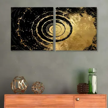 Set 2 tablouri decorative, ASR_CNV2-3 50x50, Lemn, Multicolor imagine