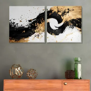 Set 2 tablouri decorative, ASR_CNV2-6 50x50, Lemn, Multicolor imagine