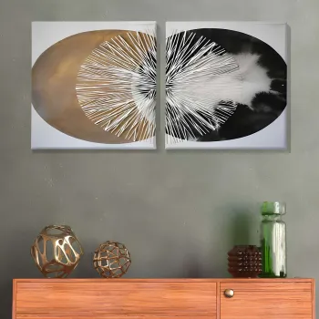 Set 2 tablouri decorative, ASR_CNV2-7 50x50, Lemn, Multicolor imagine