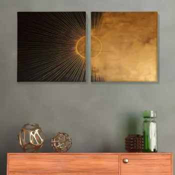 Set 2 tablouri decorative, ASR_CNV2-8 50x50, Lemn, Multicolor imagine