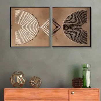 Set 2 tablouri decorative, ASR_CNV2-9 50x50, Lemn, Multicolor imagine