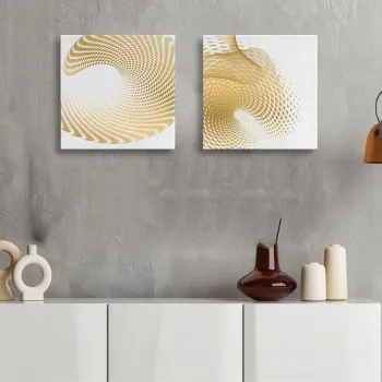 Set 2 tablouri decorative, ASR2-CNV25-1, Lemn, Aur/Alb imagine