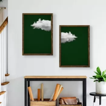 Set 2 tablouri decorative, BUL002, MDF, Imprimat UV, Verde / Alb / Nuc imagine