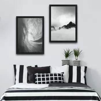 Set 2 tablouri decorative, Bw Wave Mountain Set, PAL, Hartie, Multicolor imagine