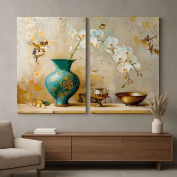 Set 2 tablouri decorative, DEV1, Lemn, Multicolor imagine