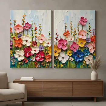 Set 2 tablouri decorative, DEV3, Lemn, Multicolor imagine