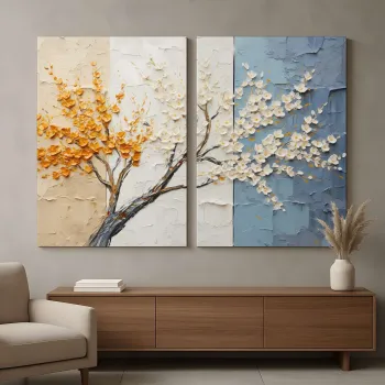 Set 2 tablouri decorative, DEV8, Lemn, Multicolor imagine