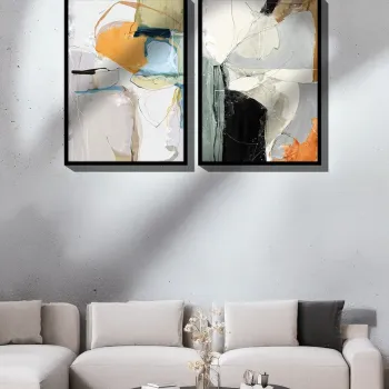 Set 2 tablouri decorative, Ersy2Limodel3-Siyah, Vopsea: 100% MDF (grosime: 2,7 mm), Multicolor imagine