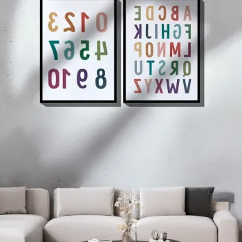Set 2 tablouri decorative, Ersy2Limodel43-Siyah, Vopsea: 100% MDF (grosime: 2,7 mm), Multicolor imagine