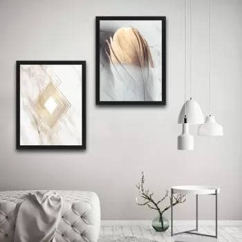 Set 2 tablouri decorative, Gold 1 Set, PAL, Hartie, Multicolor imagine