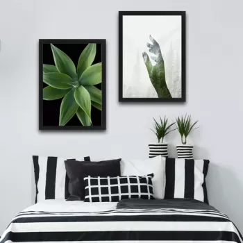 Set 2 tablouri decorative, Green Touch Set, PAL, Hartie, Multicolor imagine