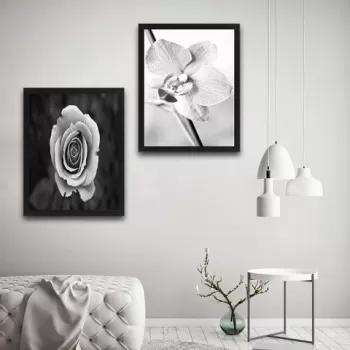 Set 2 tablouri decorative, Grey Flower Set, PAL, Hartie, Multicolor imagine