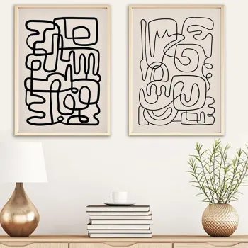 Set 2 tablouri decorative, Huhu184, Cadru: 100% LEMN MASIV (Grosime: 2,5 cm), Multicolor imagine