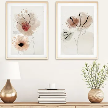 Set 2 tablouri decorative, Huhu22, Cadru: 100% LEMN MASIV (Grosime: 2,5 cm), Multicolor imagine