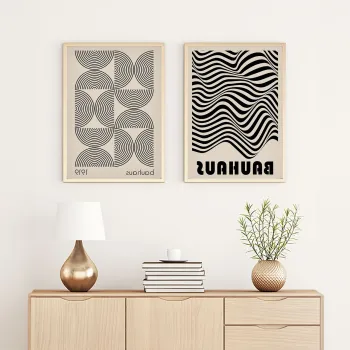 Set 2 tablouri decorative, Huhu247, Cadru: 100% LEMN MASIV (Grosime: 2 cm), Multicolor imagine