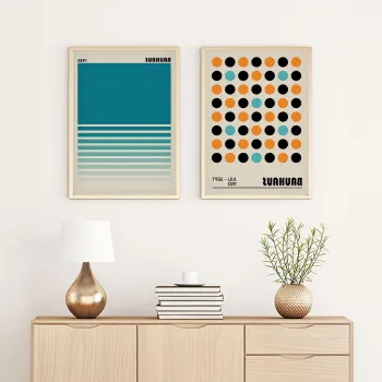Set 2 tablouri decorative, Huhu249, Cadru: 100% LEMN MASIV (Grosime: 2 cm), Multicolor imagine