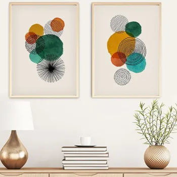 Set 2 tablouri decorative, Huhu32, Cadru: 100% LEMN MASIV (Grosime: 2,5 cm), Multicolor imagine